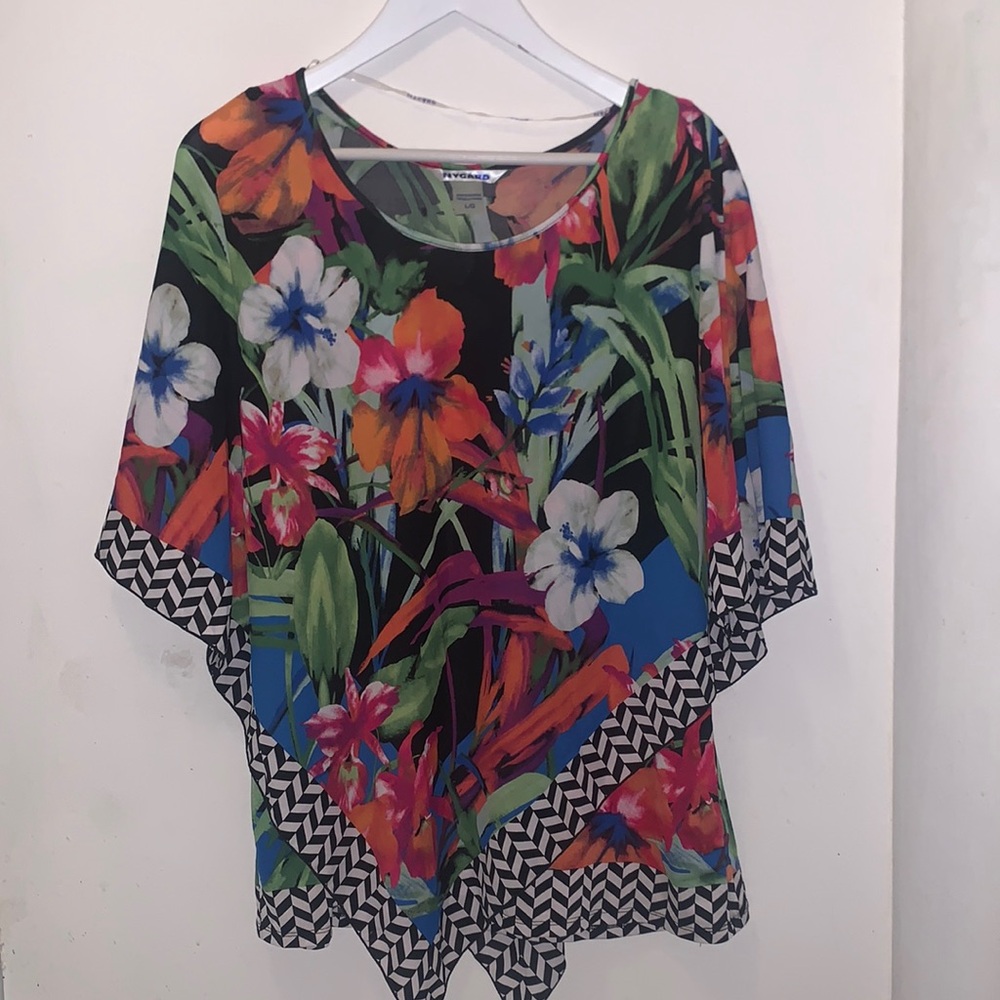 Nygard Floral Hankerchief Top Size Large